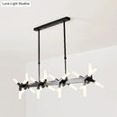 GobekUsa 18/24-Light Linear Acrylic Shade Ceiling Pendant for Dining Room - Black/White/Gold, Ideal Over Island