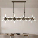 GobekUsa 18/24-Light Linear Acrylic Shade Ceiling Pendant for Dining Room - Black/White/Gold, Ideal Over Island