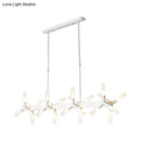 GobekUsa 18/24-Light Linear Acrylic Shade Ceiling Pendant for Dining Room - Black/White/Gold, Ideal Over Island
