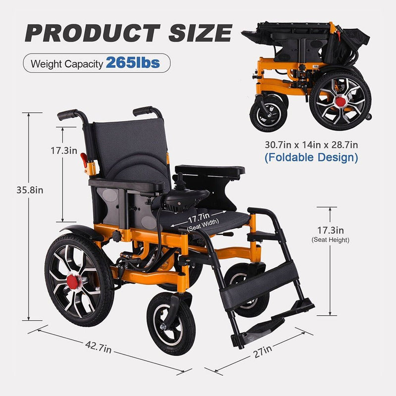 18" Heavy Duty 500W Electric Mobility Power Wheelchair, 265 LBS (98471625)
