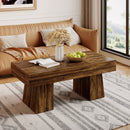 47.24" Farmhouse Coffee Table, Rectangular Center Table with Thick Base