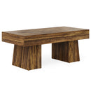 47.24" Farmhouse Coffee Table, Rectangular Center Table with Thick Base