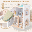 Wooden Dollhouse Kids DIY Pretend Playhouse with 33 PCS Furniture Accessories-Green by LJGDeals
