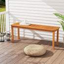 Acacia wood outdoor bench with slatted seat for garden by LJGDeals