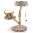 Modern Wooden Cat Tree Tower with Perch and Natural Jute Scratching Posts-Brown by LJGDeals