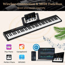 88 Key Foldable Piano Keyboard Portable Semi Weighted Electric Piano-Black by LJGDeals