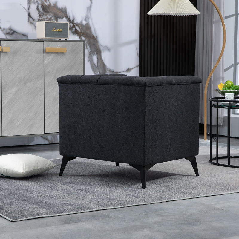 Accent Chair Living Room Chairs Single Sofa Chair,Arm Chairs with Linen Fabric, Mid Century Accent Arm Chairs Comfy Reading Lounge Club Armchair for Bedroom Office Study