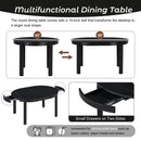 5-Piece Multifunctional Dining Table Set, Farmhouse Dining Set with Extendable Round Table,Two Small Drawers and 4 Upholstered Dining Chairs for Kitchen and Dining Room (Black)