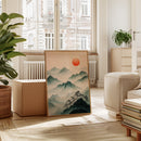 Misty Mountain Sunrise – Tranquil Asian-Inspired Landscape Print