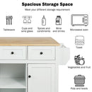 Kitchen Cart with Rubber wood Drop-Leaf Countertop ,Cabinet door internal storage racks,Kitchen Island on 5 Wheels with Storage Cabinet and 3 Drawers for Dinning Room,White by Montret