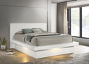 Jessica Wood Eastern King LED Panel Bed Snow White