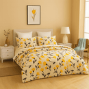 DaDa Bedding Yellow Fleur Floral Golden Orange Ivory Duvet Cover Set w/ Pillow Cases (18112)
