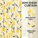 DaDa Bedding Set of 2 Botanical Floral Window Curtain Panels - Natural Semi Sheer Yellow Fleur Golden Orange Spring Time Tulips Straight Tailored Edge