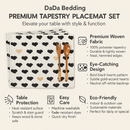 DaDa Bedding Set of 4-Pieces Valentine's day Yellow & Black Hearts Tapestry Dining Table Placemats 13” x 19” (18113)