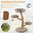 Cat Tree Solid Pear Wood with Perch and Natural Jute Scratching Posts-Brown by LJGDeals