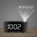 Projection Alarm Clock with Radio Function 7.7In Curved-Screen LED Digital Alarm Clock w/ Dual Alarms 4 Dimmer 12/24 Hour USB Charging Port 180¡ Rotat