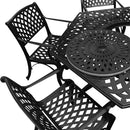 Outdoor Aluminum 7pc Hexagon Patio Dining Set, Lazy Susan, Six Chairs