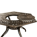 Outdoor Modern Aluminum 63-in Hexagon Patio Dining Table, Lazy Susan