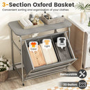 3-Section Laundry Sorter with Foldable Ironing Board and Lockable Wheels-Gray by LJGDeals