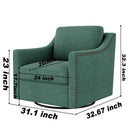 360 Degree Swivel Armchair Cotton Linen Fabric with Brass Nail Detailing