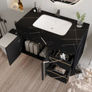 35.2 in Floating Bathroom Vanity with Sink and Faux Marble Top