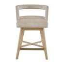Design Swivel Counter Stool With Low Back Support Polyester And Solid Wood - Cream by HouseOfZazla