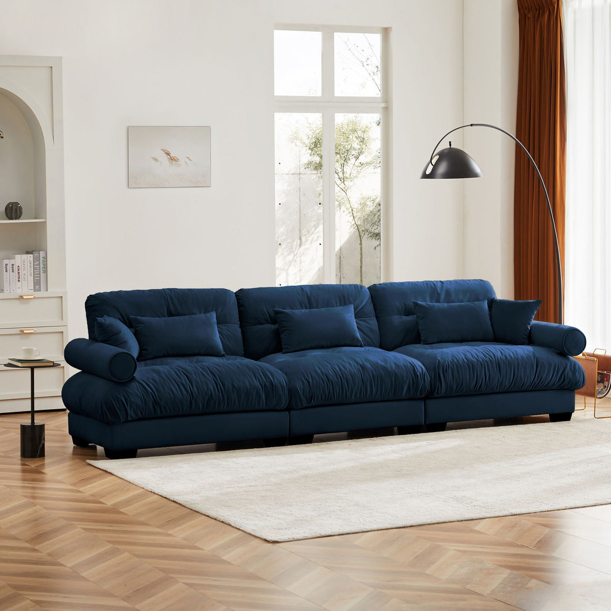 Modern Oversize Sofa With Cloud Like Comfort, Featuring Waist And Throw Pillows, photo 12 of 28