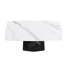 70.87" Modern Artificial Stone White Curved Black Metal Leg Dining Table, Can Accommodate 6-8 People - White / Black by HouseOfZazla