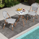 3 Piece French Bistro Table Chair Set with Outdoor Wicker Round Table and 2 Dining Chairs by DirectDeals
