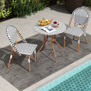 3 Piece French Bistro Table Chair Set with Outdoor Wicker Round Table and 2 Dining Chairs by LJGDeals