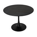 47.24"Modern Round Dining Table,Four Patchwork Tabletops with Black Color Solid Wood Grain Table Top,Metal Base Dining Table, End Table Leisure Coffee Table