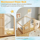 Twin Size House Bed with LED Lights Montessori Slat-free Floor Bed by LJGDeals