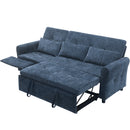 2-in-1 Sofa 82' Three-seater Sofa with Sofa Bed and Reversible Recliner, Blue Chenille