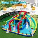 Inflatable Double Water Slide Park with Obstacle Course and Basketball Hoops