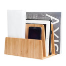 Bamboo 5-Slot Vertical File Sorter & Device Organizer | Slim Desktop Hub for Tablets, Laptops, and Documents by MobilevisionUS
