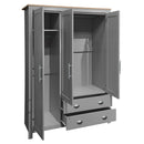 3 Door Storage Wardrobe With Cabinets And 2 Hanging Rods - Gray by HouseOfZazla