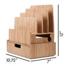 Bamboo Slim Charging Station & Storage Drawer Combo | Tiered Device Organizer & Desktop Caddy by MobilevisionUS