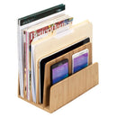 Bamboo 5-Slot Vertical File Sorter & Device Organizer | Slim Desktop Hub for Tablets, Laptops, and Documents by MobilevisionUS