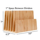 Bamboo 5-Slot Vertical File Sorter & Device Organizer | Slim Desktop Hub for Tablets, Laptops, and Documents by MobilevisionUS