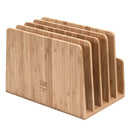 Bamboo 5-Slot Vertical File Sorter & Device Organizer | Slim Desktop Hub for Tablets, Laptops, and Documents by MobilevisionUS