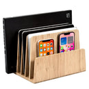 Bamboo 5-Slot Vertical File Sorter & Device Organizer | Slim Desktop Hub for Tablets, Laptops, and Documents by MobilevisionUS