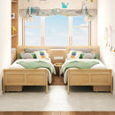 Twin Size Sleigh Bed with 2 Storage Drawers Wood Platform Bed Frame by LJGDeals