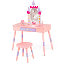 3 Pieces Kids' Room Bundle: Twin Bed Frame Wardrobe Closet Vanity Table and Stool Set by LJGDeals