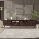 TV Stand For TVs Up To 85" With Closed Storage, Soft Closing Hinges, Living Room Entertainment Center - Walnut by Unique Piece Furniture