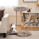 Modern Wooden Cat Tree Tower with Perch and Natural Jute Scratching Posts-Brown by LJGDeals