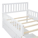 Platform Bed With Guardrails On Both Sides And 2 Storage Drawers