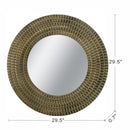 29.5" Round Gold and Black Wooden Accent Mirror with Woven Texture by HouseOfZazla