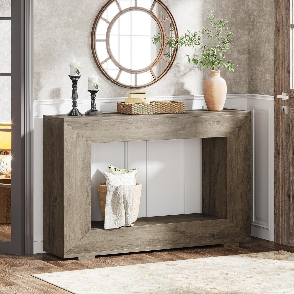 Narrow Entryway Storage Console Table With Open Shelf, photo 5 of 12