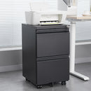 2 Drawer File Cabinet with Lock, Metal Under Desk Rolling Filing Cabinet fits Letter/Legal/A4 Size for Home Office, Mobile Filing Cabinet, Assemble Required, Black