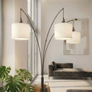 Royal - 3 Arm Arc Floor Lamp, Oil Rubbed Bonze With Linen Shade, 4 Way Rotary Switch - Oil-Rubbed Bronze by HouseOfZazla